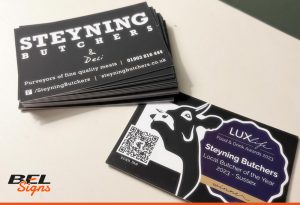 Printed business cards for Steyning Butchers